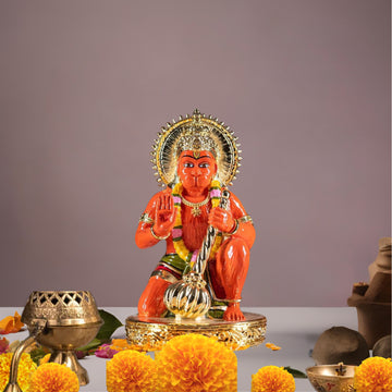 Placeables 24 Carat Pure Gold Plated Hanuman idol | Murti for Pooja Room 3 inch