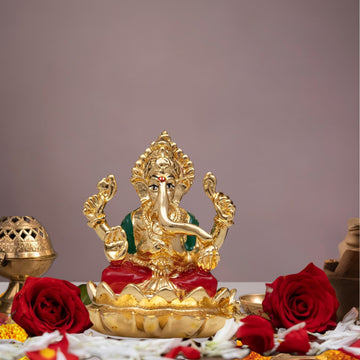 Placeables 24 Carat Pure Gold Plated Ganesh idol | Murti 3 inch