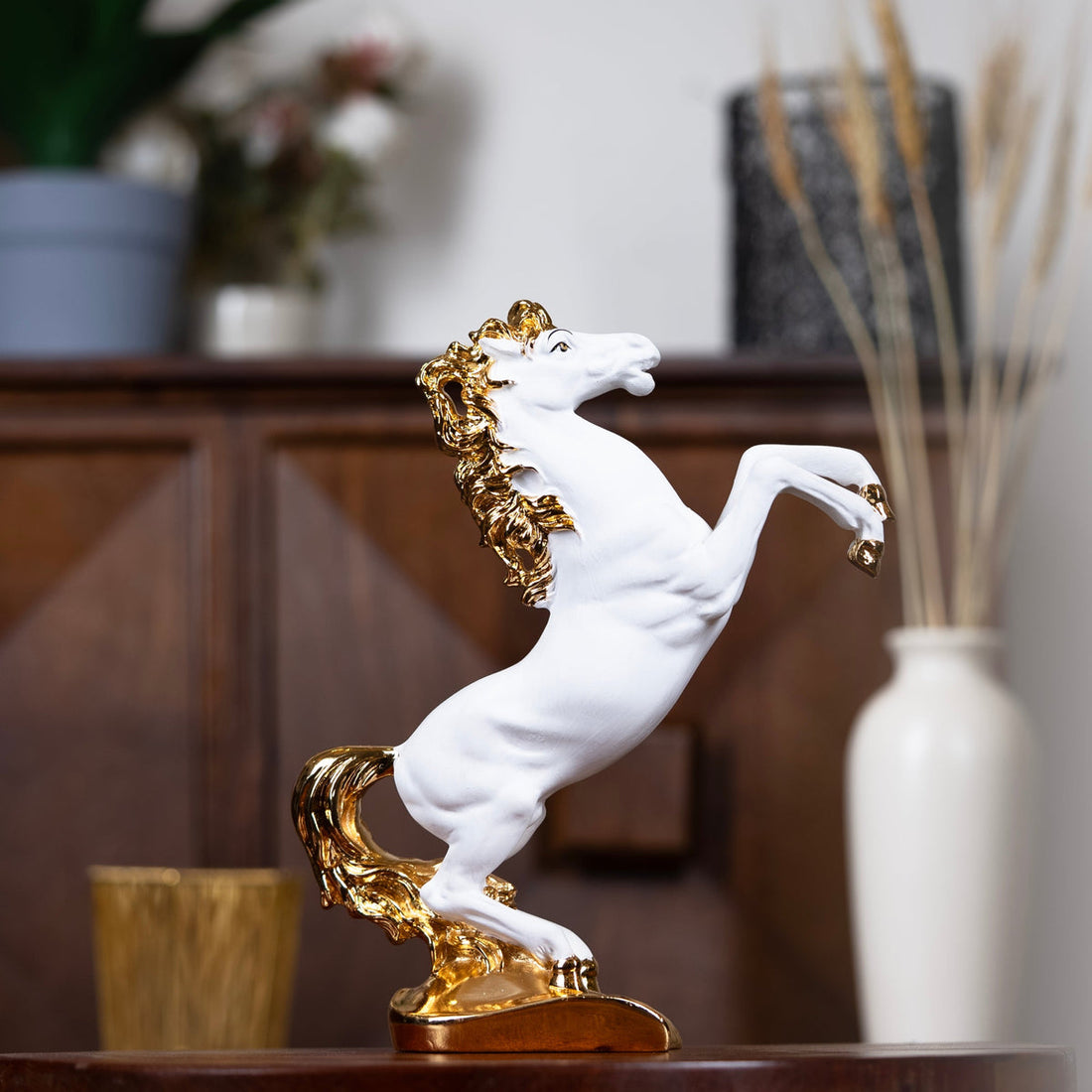 Gold Coated white Horse for Gifting | Home Decore and Vastu