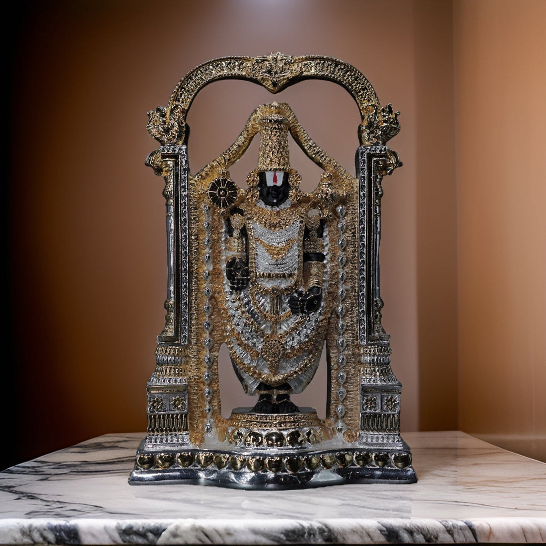 Placeables 24K Gold and 99.9 Pure Silver Plated Venkatesh Swamy Idol | Murti For Pooja Room